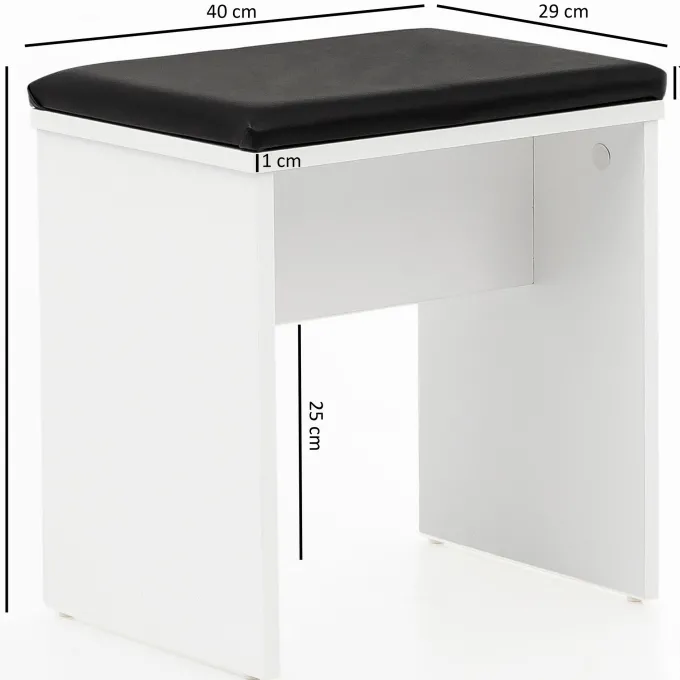 FineBuy Schminktisch FB51641 Kosmetiktisch Frisiertisch Weiß Spiegel & Hocker