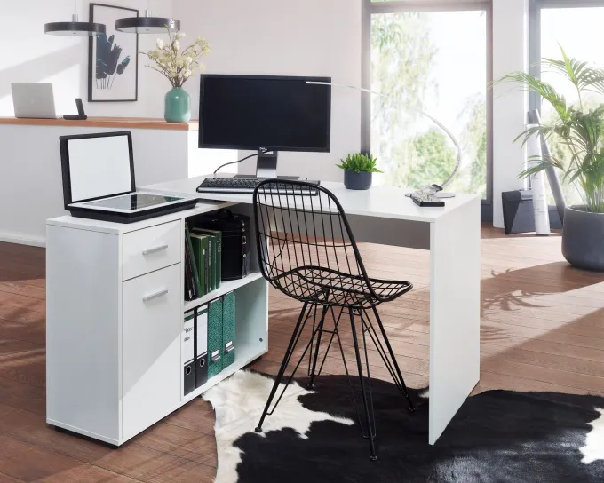 FineBuy Schreibtisch Computer Eckschreibtisch Bürotisch Regal Winkel PC Tisch