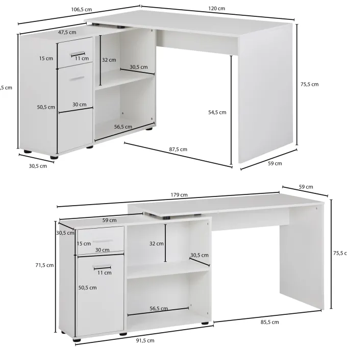 FineBuy Schreibtisch Computer Eckschreibtisch Bürotisch Regal Winkel PC Tisch