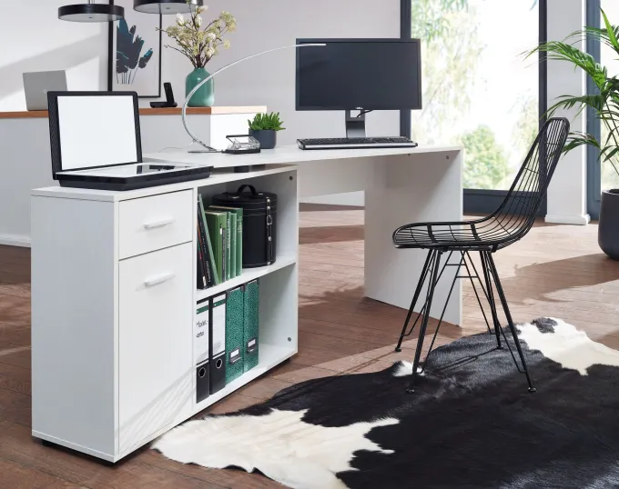 FineBuy Schreibtisch Computer Eckschreibtisch Bürotisch Regal Winkel PC Tisch