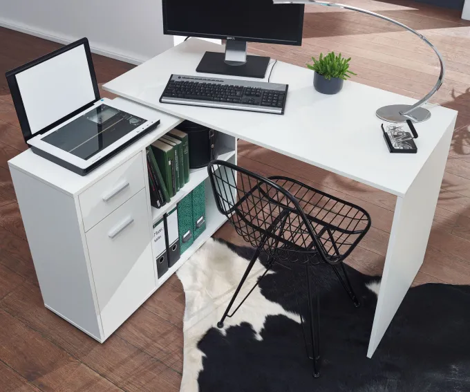 FineBuy Schreibtisch Computer Eckschreibtisch Bürotisch Regal Winkel PC Tisch