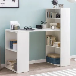 FineBuy Schreibtisch mit Regal 120x120x53 cm Holz Modern Bürotisch PC Tisch