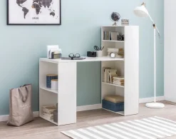 FineBuy Schreibtisch mit Regal 120x120x53 cm Holz Modern Bürotisch PC Tisch