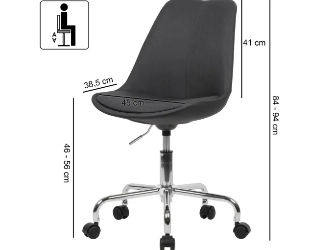 FineBuy Schreibtischstuhl Stoff Drehstuhl Stuhl mit Rollen 110 kg Schalenstuhl