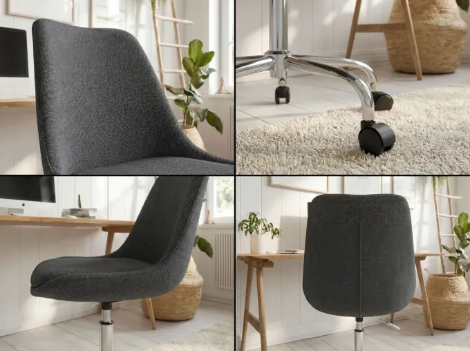 FineBuy Schreibtischstuhl Stoff Drehstuhl Stuhl mit Rollen 110 kg Schalenstuhl