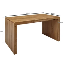 FineBuy Schreibtisch 160 x 80 x 76 cm Akazie Massiv Bürotisch Büromöbel