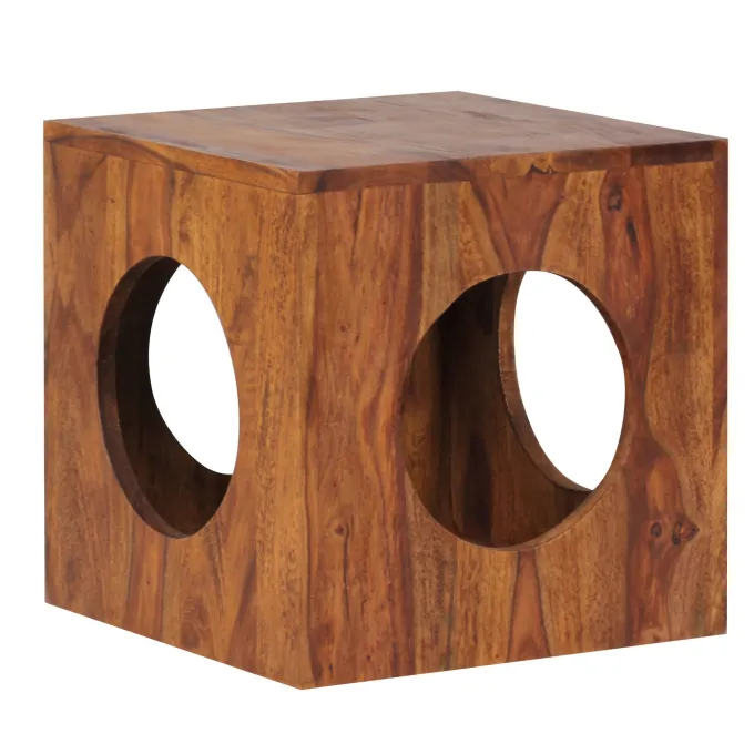 FineBuy Sheesham Beistelltisch 35x35x35 cm Cube Holztisch Tisch mit Stauraum