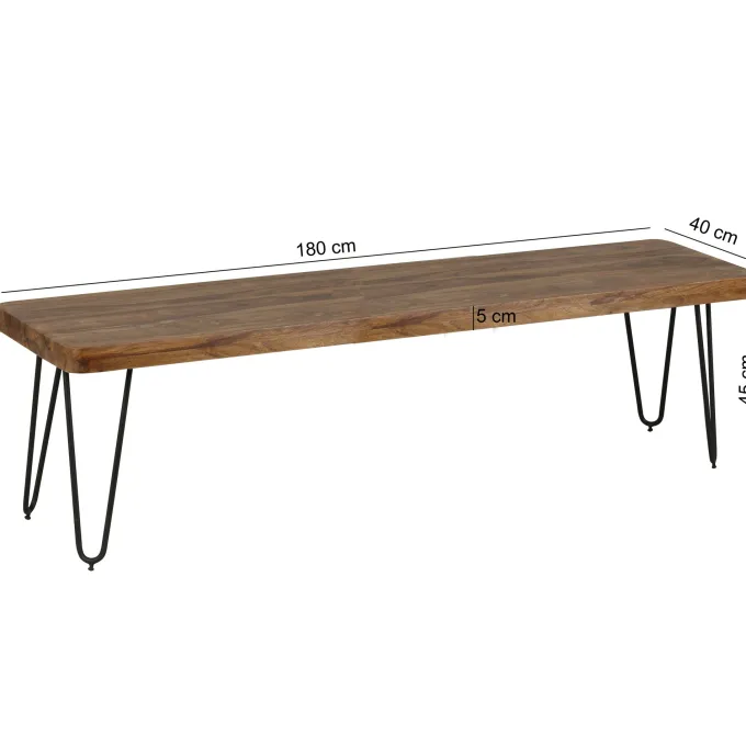 FineBuy Sitzbank Massiv 180cm Esszimmerbank Holzbank Küchenbank Holz