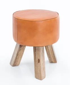 FineBuy Sitzhocker FB45553 Holz 37x45x37 cm Modern Design Hocker mit Leder