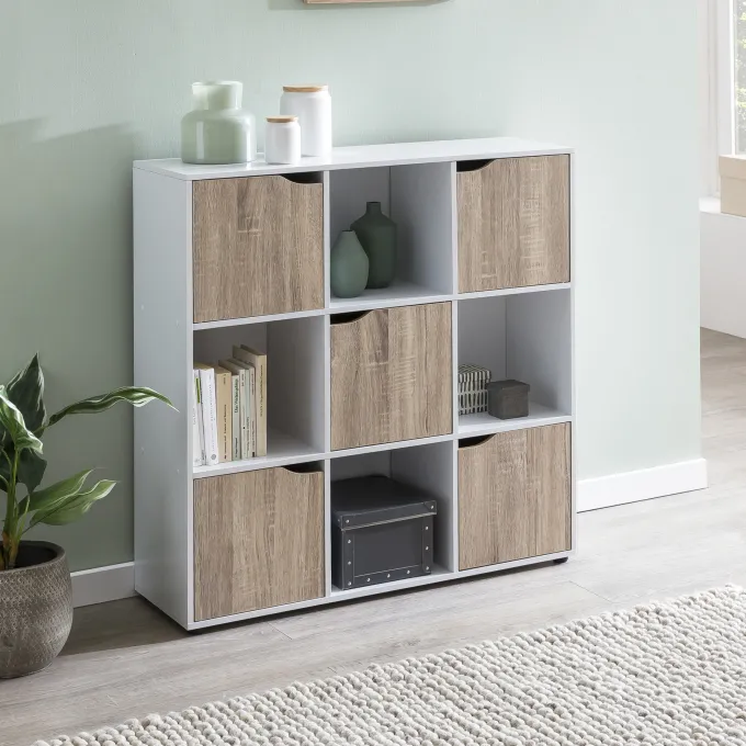 FineBuy Standregal MASSA Bücherregal mit 9 Fächern Sideboard Würfelregal Kommode