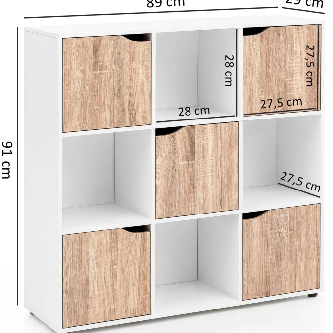 FineBuy Standregal MASSA Bücherregal mit 9 Fächern Sideboard Würfelregal Kommode