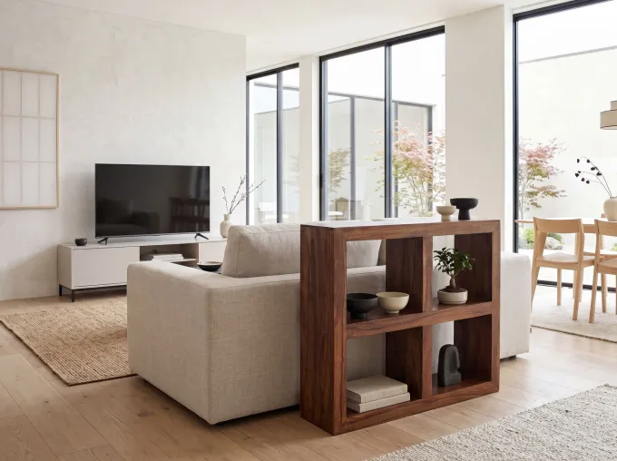 FineBuy Standregal Massivholz 82cm Holzregal Naturprodukt Beistelltisch Landhaus