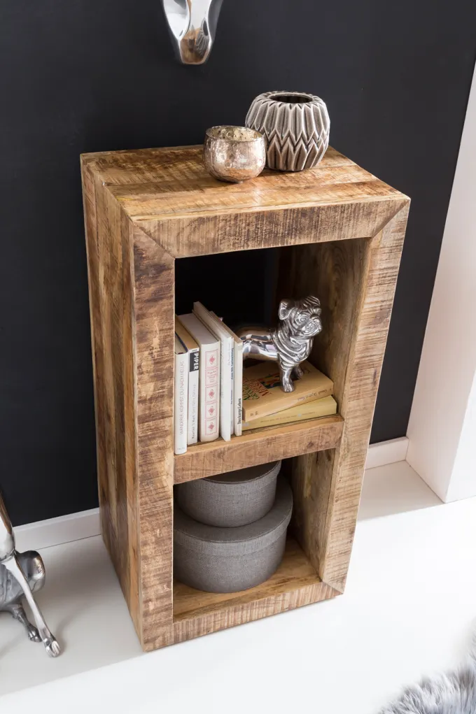 FineBuy Standregal 45 x 90 x 35 cm Bücherregal Mangoholz Beistelltisch Massiv