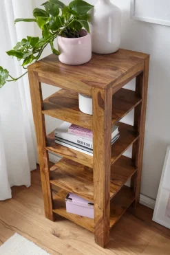 FineBuy Standregal 44x105x44 cm Sheesham Bücherregal Holz Regal Braun Massiv
