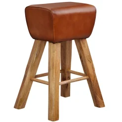 FineBuy Turnbock Barhocker 75 cm Massivholz Barstuhl Leder Tresenstuhl Hocker