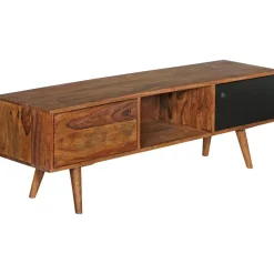 FineBuy TV Lowboard 140 cm REPA Massiv Holz Sheesham HiFi Regal Retro