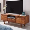 FineBuy TV Lowboard Holz Fernsehkommode Massiv Landhaus Fernsehschrank TV Bank