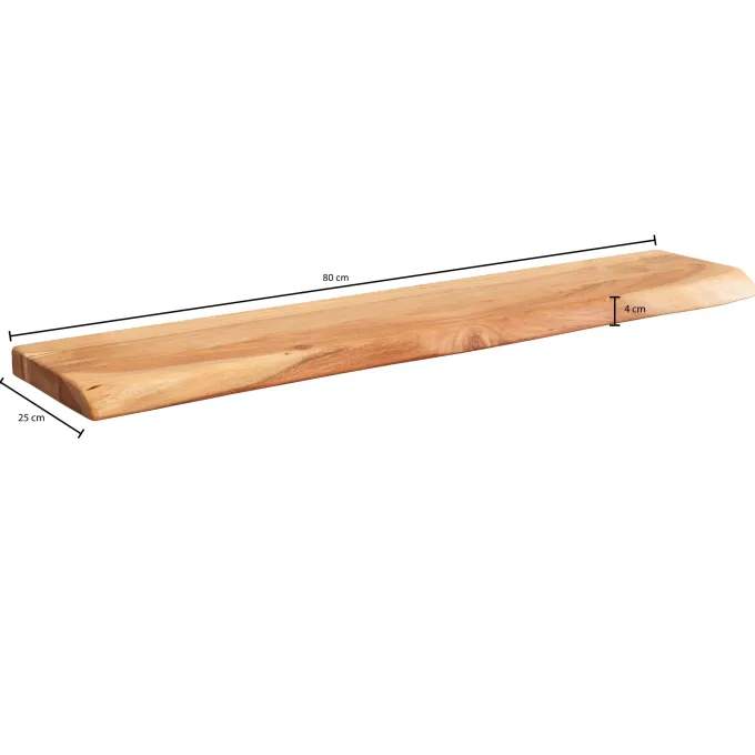 FineBuy Wandregal Baumkante Akazie Holz Design Schweberegal Regal Massiv Natur