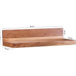 FineBuy Wandregal Massivholz Akazie Holzregal Landhausstil Wandboard Hängeregal