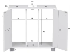 FineBuy Waschbeckenunterschrank FB37117 Waschtischunterschrank Badschrank 60cm