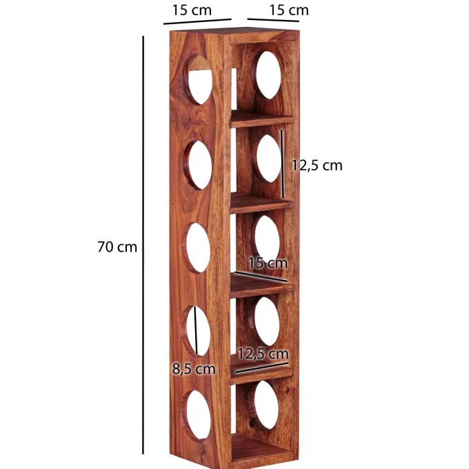 FineBuy Weinregal Massiv-Holz Regal Wandmontage für 5 Flaschen 70 cm Holzregal