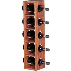 FineBuy Weinregal Massiv-Holz Regal Wandmontage für 5 Flaschen 70 cm Holzregal