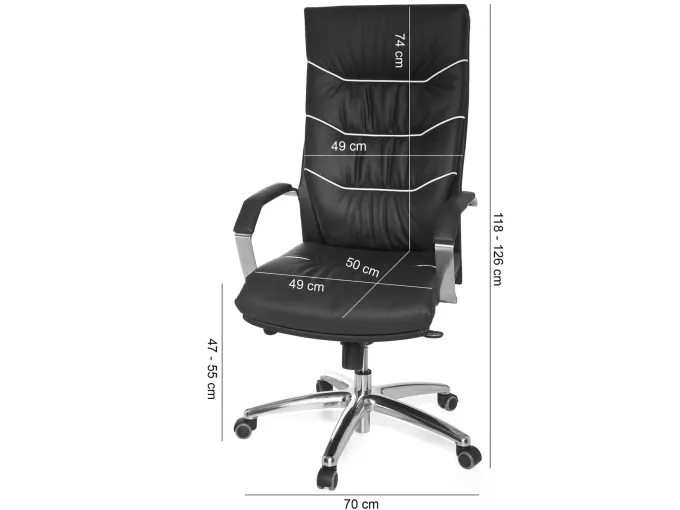 FineBuy XXL Chefsessel Echtleder schwarz Bürostuhl Drehstuhl Schreibtischstuhl