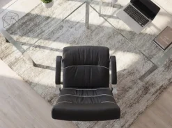 FineBuy XXL Chefsessel Echtleder schwarz Bürostuhl Drehstuhl Schreibtischstuhl