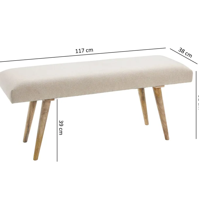 Gepolsterte Sitzbank 120 cm Stoff Retro Polsterbank Garderobenbank Flurbank