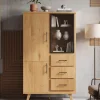 Hochschrank 188cm Eiche Dekor Standschrank mit Türen Schubladen Mehrzweckschrank