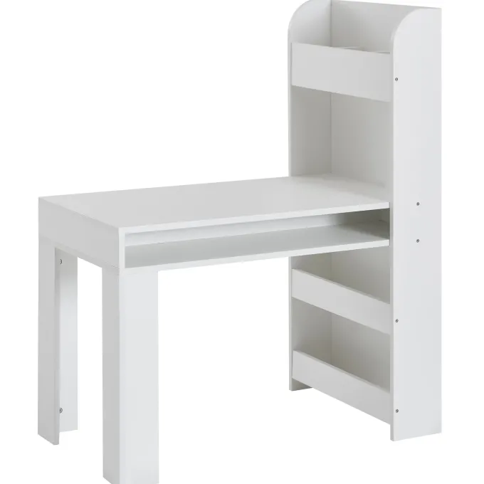 Kinderschreibtisch FineBuy Weiß 90x50x110 cm Schülerschreibtisch Tisch mit Regal