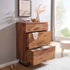 Kommode FineBuy 120 cm Massivholz Baumkante Highboard Anrichte Schubladenkommode