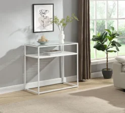 Konsolentisch FineBuy Ablagetisch Glas Metall 80 cm Modern Schmaler Flurtisch