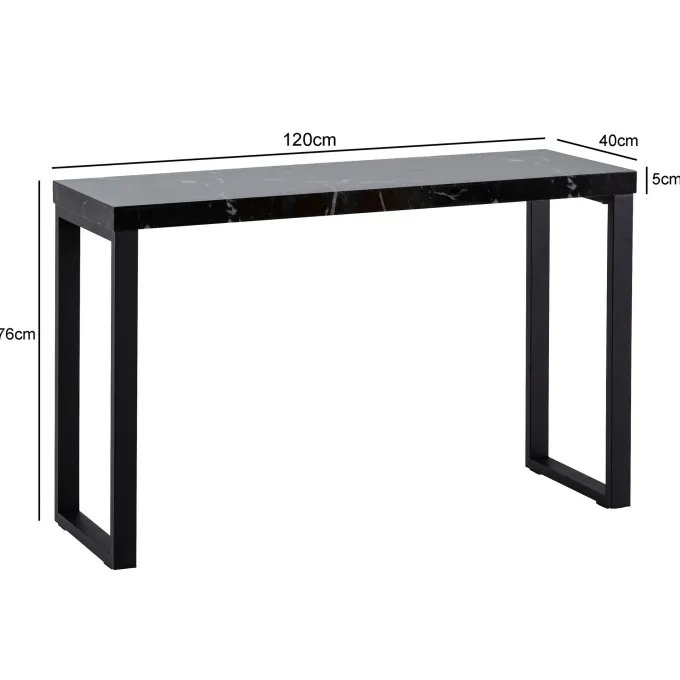 Konsolentisch FineBuy Anrichte 120cm Marmor Optik Flurtisch Schwarz Schreibtisch