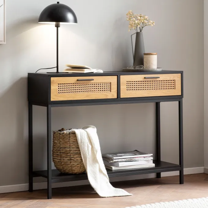 Konsolentisch FineBuy Anrichte 100 cm Ablagetisch Flurtisch Wiener Geflecht