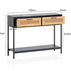 Konsolentisch FineBuy Anrichte 100 cm Ablagetisch Flurtisch Wiener Geflecht