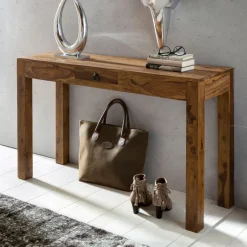 Konsolentisch Holz Massiv Wandtisch Konsole Anrichte 1 Schublade Schreibtisch