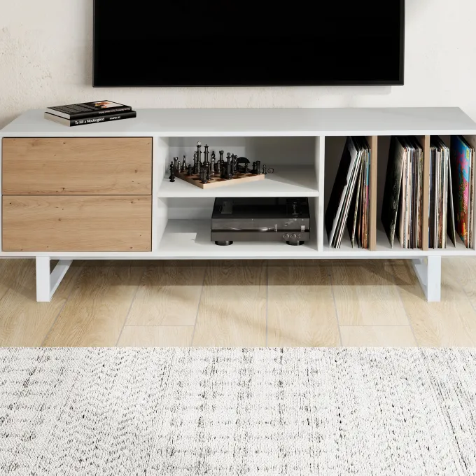 Lowboard FineBuy Fernsehkommode 150 cm TV Schrank Regal Fernsehschrank Modern