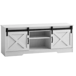 Lowboard FineBuy Fernsehkommode 150 cm TV Schrank Fernsehschrank Weiß Landhaus