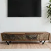 Lowboard FineBuy Sheesham Massivholz 160 cm TV Board Stein Optik Industrial