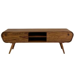 Lowboard FineBuy TV Board Sheesham Massivholz 160 cm Retro Schubladen Fächer