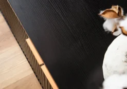 Lowboard FineBuy TV Schrank 150 cm Schwarz Türen Fernsehkommode Eiche Modern