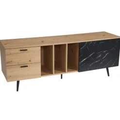 Lowboard FineBuy TV Schrank 150 cm Fernsehtisch Fernsehschrank Marmor Schwarz