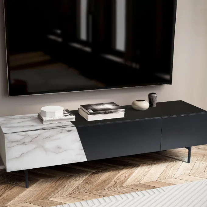 Lowboard FineBuy TV Schrank 150 cm Fernsehtisch Fernsehschrank Türen Schublade