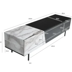 Lowboard FineBuy TV Schrank 150 cm Fernsehtisch Fernsehschrank Türen Schublade