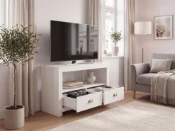 Lowboard Weiß 85cm TV Board Schubladen Fernsehunterschrank Fernsehschrank Modern