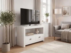 Lowboard Weiß 85cm TV Board Schubladen Fernsehunterschrank Fernsehschrank Modern