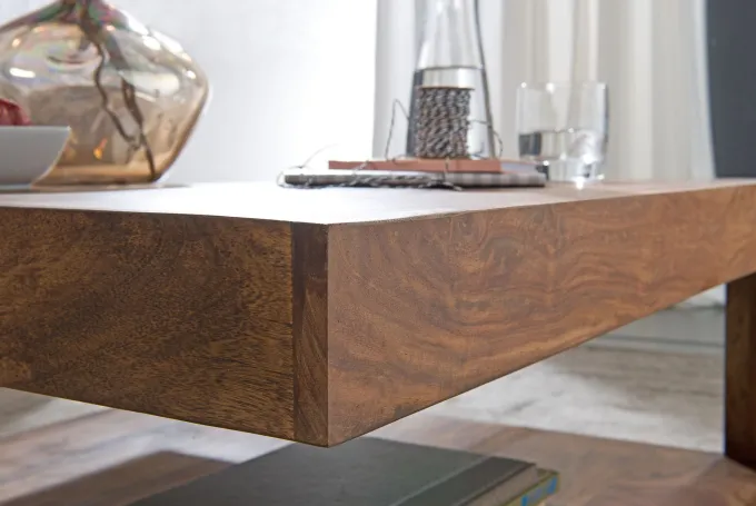 Massiver Couchtisch PATAN 90 x 90 cm Wohnzimmertisch Holz Tisch Massiv Ablage