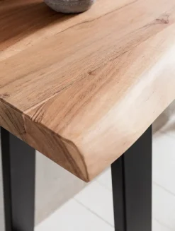 Massiver Konsolentisch GAYA 120 x 45cm Schreibtisch Baumkante Tisch Massiv Holz