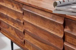 Massives TV-Board 150 cm Sheesham Massivholz Fernsehschrank mit 3 Türen Lowboard
